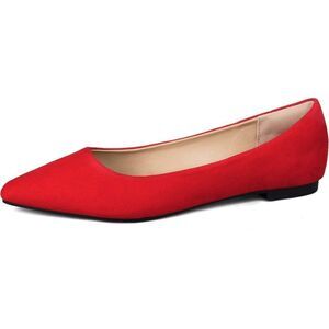 NWOB PENNYSUE  Pointed Toe Ballet Flats Casual Soft Slip On Classic Shoes Red